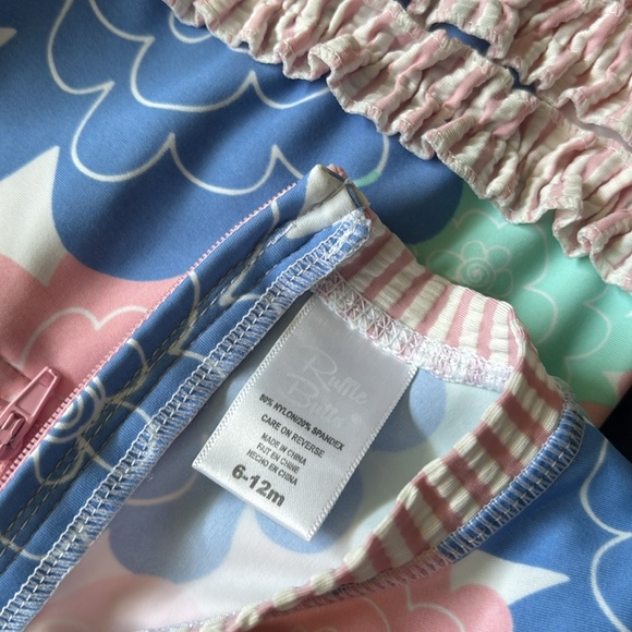 🌸RUFFLE BUTTS BABY GIRL ONE PIECE SWIMSUIT/RASH GUARD - Picture 6 of 8